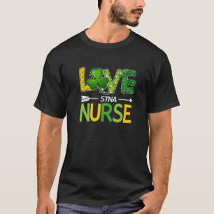 Camiseta Enfermera de STNA St Patricks Day Love Stethoscope