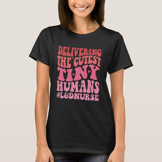 Camiseta Enfermera de trabajo y parto Valentine Day Groovy  (Anverso)