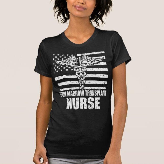 Camiseta Enfermera de trasplante de médula ósea Bandera est (Anverso)