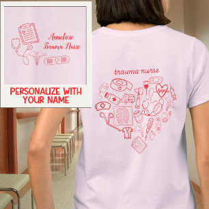 Camiseta Enfermera de Trauma Personalizada Nombre y Corazón