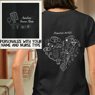 Camiseta Enfermera de Trauma Personalizada Nombre y Corazón