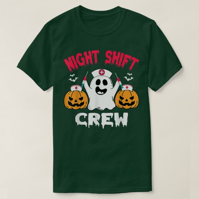 Camiseta Enfermera de turno de noche de equipo para Hallowe (Diseño del anverso)