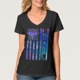 Camiseta Enfermera de UCI Bandera de EE. UU. Enfermera de C
