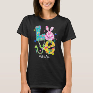 Camiseta Enfermera de UCI Bunny Ama la Enfermería Día de Pa