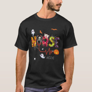 Camiseta Enfermera de UCI Halloween Fantasma Araña Cuidado