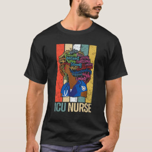Camiseta Enfermera de UCI negra para enfermería afroamerica