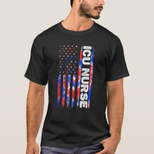 Camiseta Enfermera de UCI Tie Dye Bandera Americana 4 de Ju
