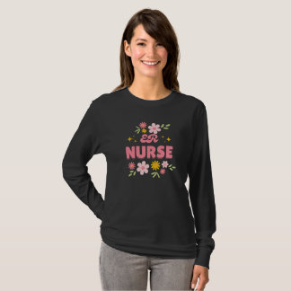 Camiseta Enfermera de Urgencias Floral Retro