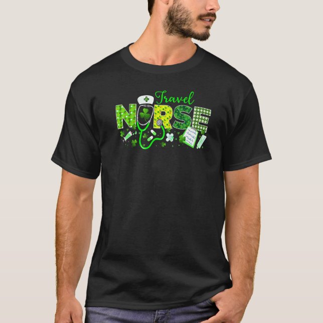 Camiseta Enfermera de viajes St Patricks Day Love Stethosco (Anverso)