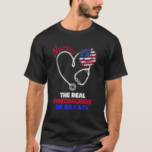 Camiseta Enfermera del 4 de julio estetoscopio corazón patr