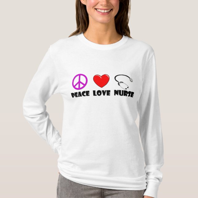 Camiseta Enfermera del amor de la paz (Anverso)