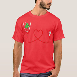 Camiseta Enfermera del árbol de Navidad Snowflake Stethosco