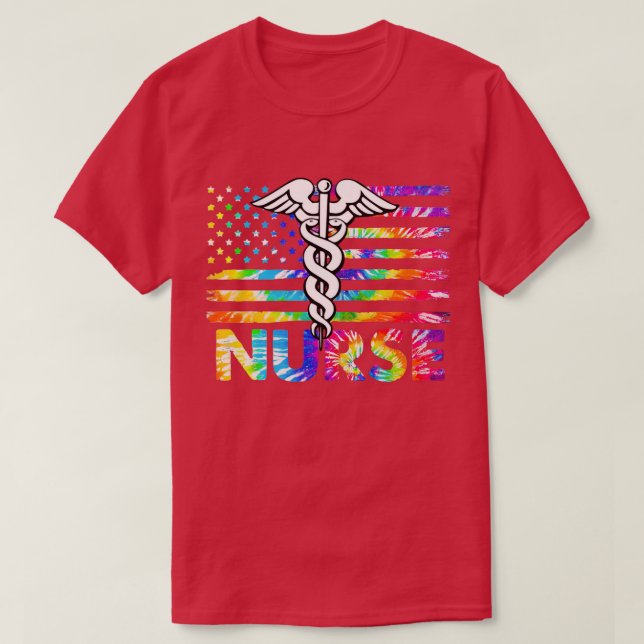 Camiseta Enfermera del corazón del ala Stethoscope Bandera  (Diseño del anverso)
