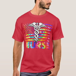 Camiseta Enfermera del corazón del ala Stethoscope Bandera