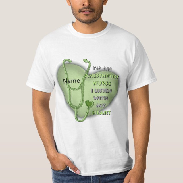 Camiseta Enfermera del corazón verde anestesista (Anverso)