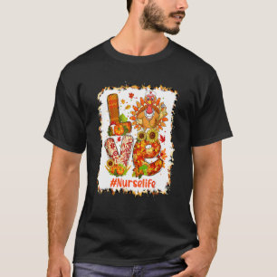 Camiseta Enfermera Día de Acción de Gracias Otoño Pavo Blan