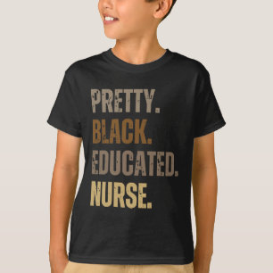 Camiseta Enfermera Educada Negra Bonita Retro Mes de la His