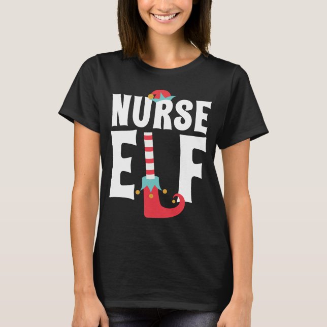 Camiseta Enfermera Elf Cute Funny Navidades disfraz (Anverso)