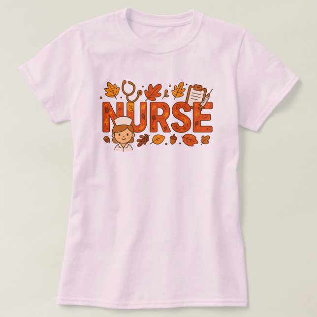 Camiseta Enfermera en colores otoñales (Diseño del anverso)