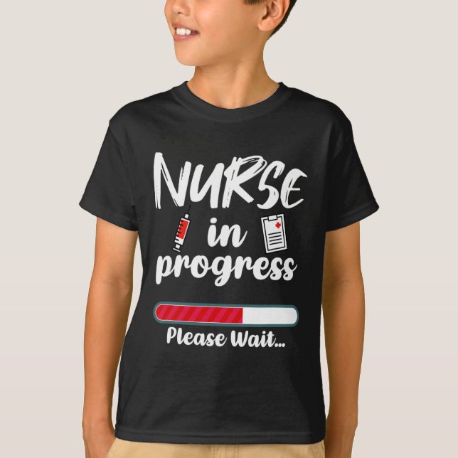 Camiseta Enfermera en curso cargando divertida escuela de E (Anverso)