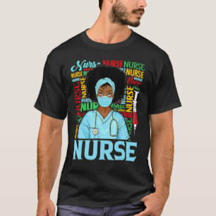 Camiseta Enfermera Enfermería Chica negro Melanin Black His