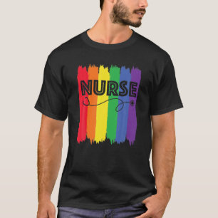 Camiseta Enfermera Enfermería LGBT con registro de arcoiris