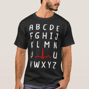 Camiseta Enfermera Enfermería PQRST ECG y EKG Alfabet Funny