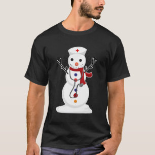 Camiseta Enfermera Enfermería Snowman Rn Registró Graciosos