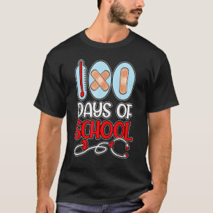 Camiseta Enfermera Escolar 100 Días De Amor Escolar Stethos