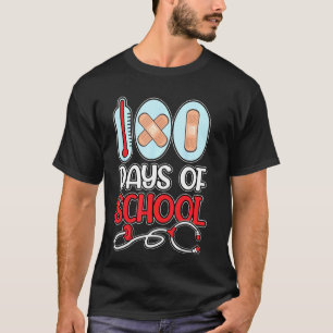 Camiseta Enfermera Escolar 100 Días De Amor Escolar Stethos