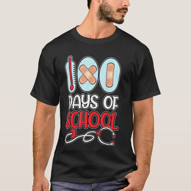 Camiseta Enfermera Escolar 100 Días De Amor Escolar Stethos (Anverso)