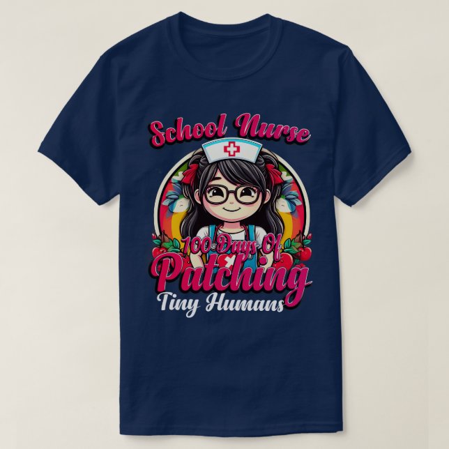 Camiseta Enfermera escolar 100 días de paro de pequeños hum (Diseño del anverso)
