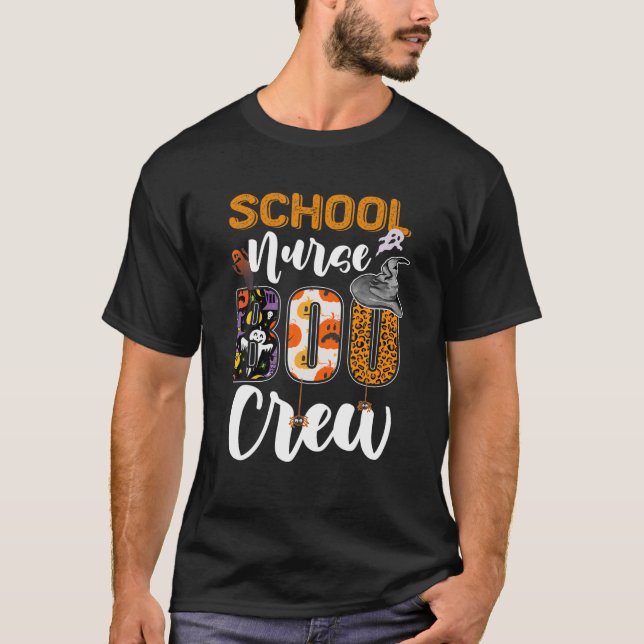 Camiseta Enfermera escolar Boo Crew Funny RN Halloween Mate (Anverso)
