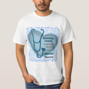 Camiseta Enfermera Escolar Corazón Azul