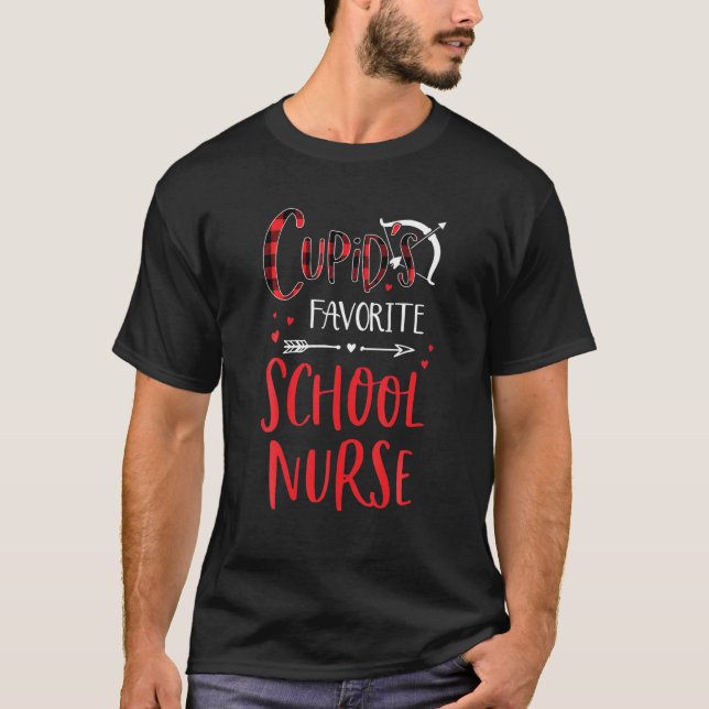 Camiseta Enfermera escolar favorita de Cupido roja, vestido (Anverso)