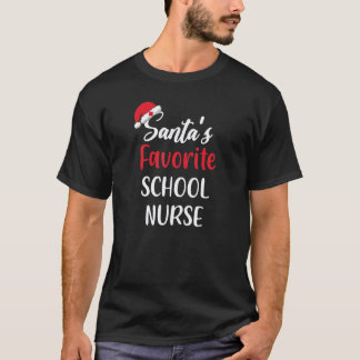 Camiseta Enfermera Escolar Favorita de Santa Navidad  1