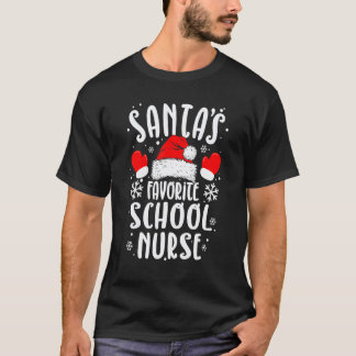 Camiseta Enfermera Escolar Favorita de Santa Navidad Alegre