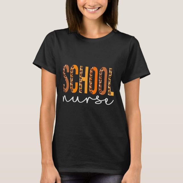 Camiseta Enfermera escolar leopardo Squad Cute Fall otoño g (Anverso)