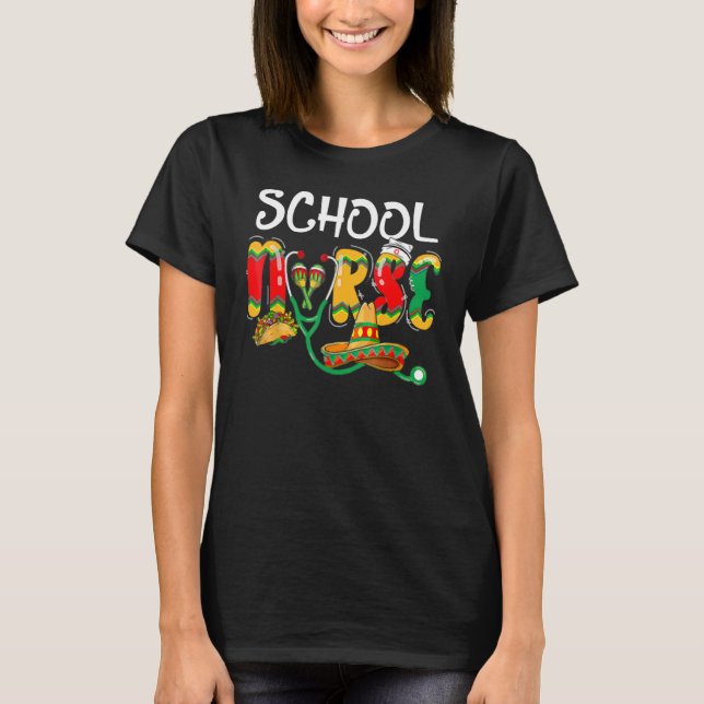 Camiseta Enfermera escolar mexicano estetioscopio latino Ci (Anverso)