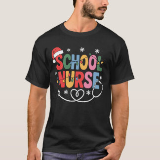 Camiseta Enfermera Escolar Navidad Santa Gorra Humor Enferm