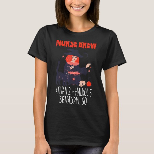 Camiseta Enfermera espumosa Brew Ativan 2 Haldol 5 Benadryl (Anverso)