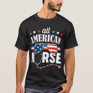 Camiseta Enfermera estadounidense 4 de julio Bandera Patrió