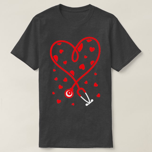 Camiseta Enfermera Estetioscopio El día de San Valentín car (Diseño del anverso)