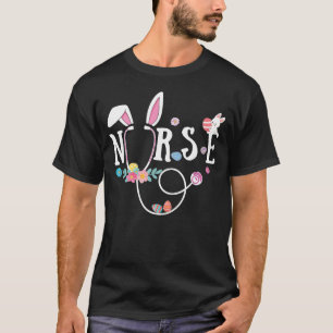 Camiseta Enfermera estetioscopio Pascua Bunny Huevos RN CNA