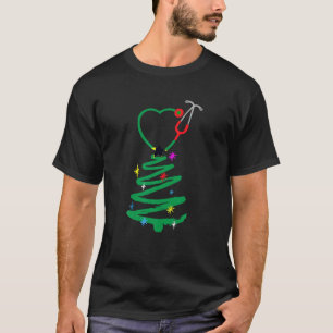 Camiseta Enfermera estetoscopio de árbol de Navidad Enferme