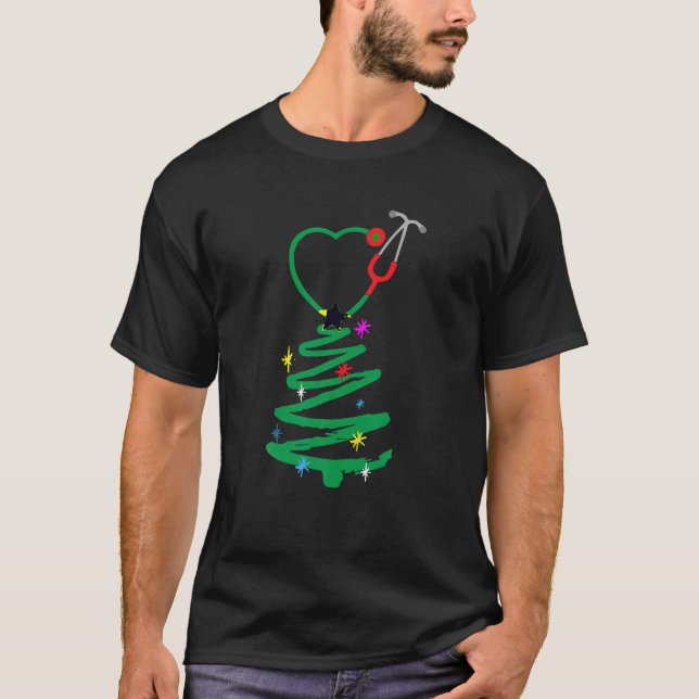 Camiseta Enfermera estetoscopio de árbol de Navidad Enferme (Anverso)