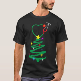 Camiseta Enfermera estetoscopio de árbol de Navidad Enferme