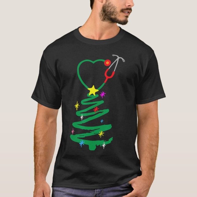 Camiseta Enfermera estetoscopio de árbol de Navidad Enferme (Anverso)