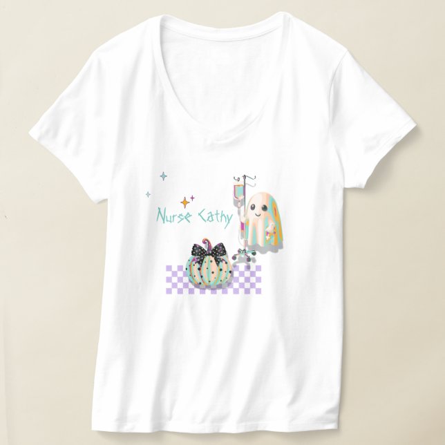 Camiseta enfermera fantasma cita graciosa calabaza coqueta  (Distribución )