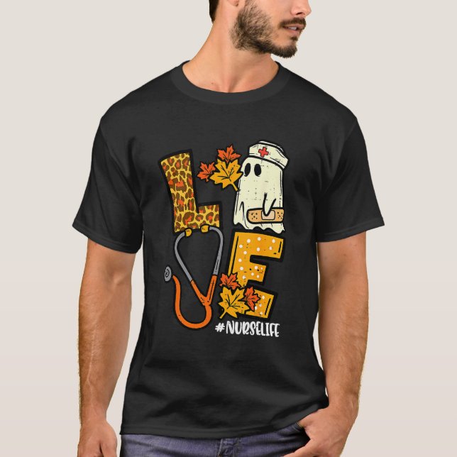 Camiseta Enfermera fantasma de leopardo disfraz de Hallowee (Anverso)
